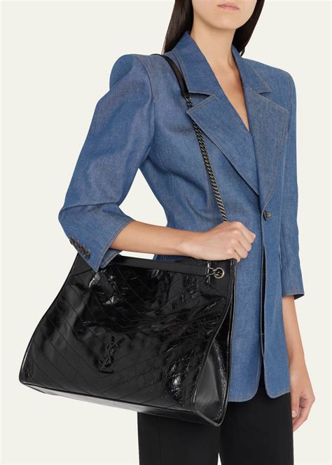 ysl crinkled leather tote|YSL large quilted tote bag.